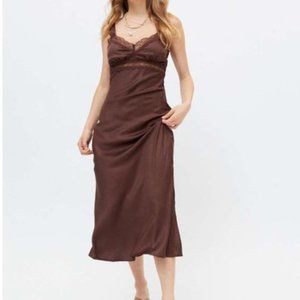 Urban Outfitters Brown Lace Slip Dress
